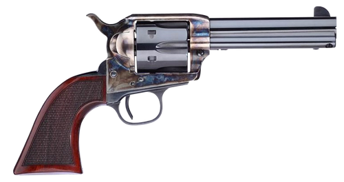Taylors & Company 556204DE Short Stroke Smoke Wagon  357 Mag 6rd 4.75" Blued Cylinder & Barrel Color Case Hardened Steel Frame Checkered Walnut Navy Size Grip (Taylor Tuned)