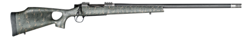 Christensen Arms CA10269815323 Summit TI  Full Size 28 Nosler 3+1, 26" Natural Titanium Steel Threaded Barrel, Natural Titanium Aluminum Receiver, Green w/Black/Tan Webbing Fixed Thumbhole Stock