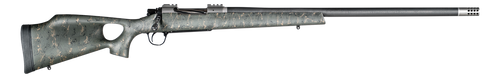 Christensen Arms CA10269815323 Summit TI  Full Size 28 Nosler 3+1, 26" Natural Titanium Steel Threaded Barrel, Natural Titanium Aluminum Receiver, Green w/Black/Tan Webbing Fixed Thumbhole Stock