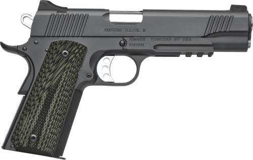 Kimber Mfg, Inc 3200336 TLE II  45 ACP 7+1 5" Stainless Match Grade Barrel, Matte Black Serrated Steel Slide, Matte Black Steel Frame w/Beavertail & Picatinny Rail, Aggressively Textures G-10 Grip