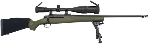 Mossberg 28122 Patriot Night Train 300 Win Mag Caliber with 3+1 Capacity, 24" Barrel, Matte Blued Metal Finish, OD Green Stock Right Hand Includes 6-24x50mm Scope & Bipod