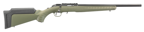 Ruger 8335 American Rimfire Sports South Exclusive Full Size 22 WMR 9+1 18" Satin Blued Threaded Barrel & Alloy Steel Receiver w/Scope Rail, Green Fixed Synthetic Stock, Right Hand
