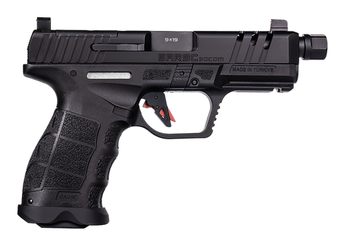 SAR USA SAR9CSOCOMBL SAR9 C  Compact Frame 9mm Luger 21+1 4" Black Steel Barrel, Black Steel Optic Ready/Ported/Serrated Slide, Black Polymer Frame w/Picatinny Rail, Interchangeable Backstrap Grip