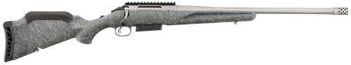 Ruger 46905 American Gen 2 450 Bushmaster 3+1, 20" Gun Metal Gray Cerakote Steel Threaded Barrel, Gun Metal Gray Cerakote Receiver w/Picatinny Rail, Gray Splatter Adjustable Synthetic Stock