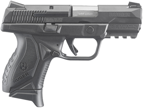 Ruger 8635 American  Compact Frame 9mm Luger 17+1 3.55" Stainless Steel Barrel, Black Nitride Serrated Stainless Steel Slide, Black Polymer Frame w/Picatinny Rail, Textured Wraparound Grip, Right Hand