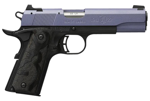 Browning 051893490 1911 Black Label Full Size Frame 22 LR 10+1, 4.25" Matte Stainless Steel Barrel, Crushed Orchid Cerakote Serrated Slide, Matte Black Polymer Frame w/Beavertail