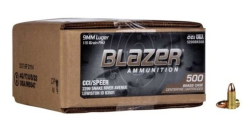 Blazer Brass 9mm 115gr FMJ 500/Cs Loose