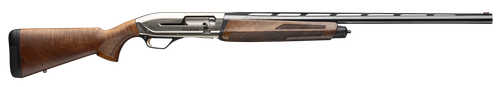 Browning 011779204 Maxus II Upland Full Size 12 Gauge Semi-Auto 3" 4, 2 3/4" Shells 28" Matte Blued Vent Rib Barrel, Satin Nickel Aluminum Receiver,  Grade I Turkish Walnut Wood Stock w/Adj Shim