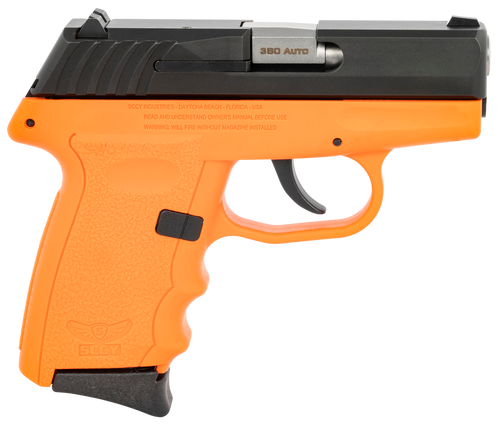 SCCY Industries CPX-3CBOR CPX-3  380 ACP 10+1 3.10" Orange Polymer Serrated Black Nitride SS Slide Finger Grooved Orange Polymer Grip