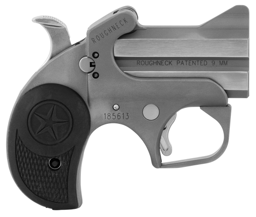 Bond Arms BARN Roughneck  9mm Luger 2rd 2.50" Stainless Steel Double Barrel w/Bead Blasted Frame, Blade Front/Fixed Rear Sights, Rebounding Hammer, Rubber Grip, Manual Safety