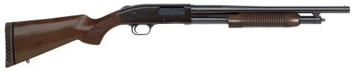 Mossberg 50429 500 Retrograde Full Size 12 Gauge Pump 3" 5+1 18.50" Blued Steel Barrel, Blued Drilled & Tapped Steel Receiver, Fixed Walnut Wood Stock, Ambidextrous