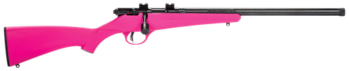 Savage Arms 13835 Rascal FV-SR Youth 22 LR 1rd 16.12" Matte Blued Threaded Heavy Barrel, Matte Blued Carbon Steel Receiver, Pink Synthetic Stock, Right Hand