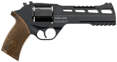 Chiappa Firearms 340167 Rhino 60DS  Large Frame 9mm Luger 6 Shot, 6" Black Anodized Steel Vent Rib Barrel & Cylinder, Black Anodized Aluminum Frame, Walnut Grip, Concealed Hammer