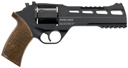 Chiappa Firearms 340167 Rhino 60DS  Large Frame 9mm Luger 6 Shot, 6" Black Anodized Steel Vent Rib Barrel & Cylinder, Black Anodized Aluminum Frame, Walnut Grip, Concealed Hammer