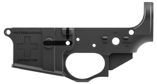 Spikes STLS033 Water Boarding Instructor Stripped Lower Receiver Multi-Caliber 7075-T6 Aluminum Black Anodized for AR-15