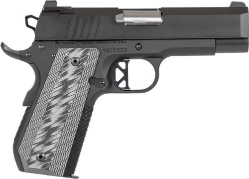 Dan Wesson 01883 ECP  Compact Frame 45 ACP 8+1 4" Stainless Bull Barrel Black Duty Serrated Stainless Steel Slide Black Aluminum Frame wBeavertail Black/Gray G10 Grip
