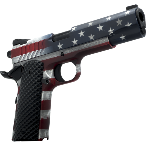 Dickinson LLC DKSN45AFS Adam 1911 American Flag Full Size 45 ACP 8+1 4.37" Black Barrel, American Flag Cerakote Steel B Serrations Slide & Steel Frame w/Beavertail, Black Textured Grip