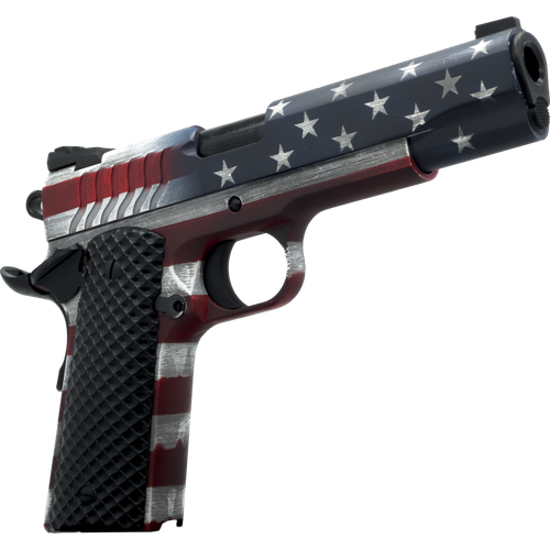 Dickinson LLC DKSN45AFS Adam 1911 American Flag Full Size 45 ACP 8+1 4.37" Black Barrel, American Flag Cerakote Steel B Serrations Slide & Steel Frame w/Beavertail, Black Textured Grip