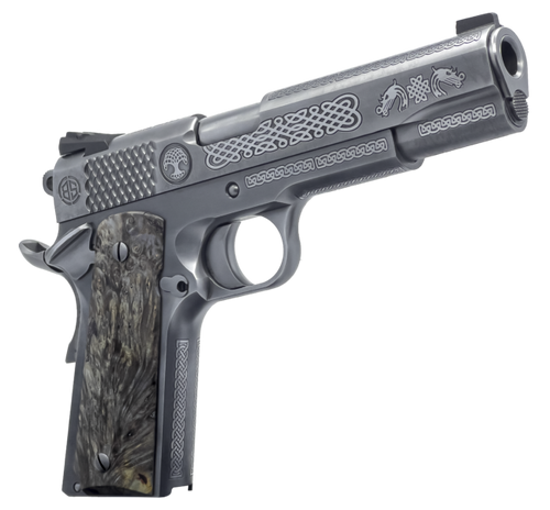 Dickinson LLC DKSN45MPRP Adam 1911 Mesopatamia Full Size 45 ACP 8+1 5" Stainless Steel Barrel, Serration B Slide, Steel Frame w/Beavertail