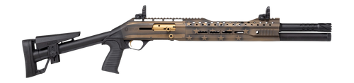 Panzer Arms PAEG240TSBBUSFC 240 12 Gauge Semi-Auto 3" 5+1 18.50" Black Ported Barrel, Black & Bronze US Flag Cerakote w/Gold Accents Aluminum Receiver w/Picatinny Rail, Black Skeleton Stock w/Pistol G