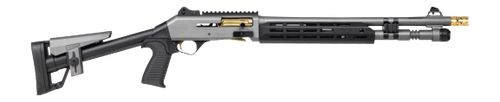 Panzer Arms PAM4CSGGTMFSS M4 Speed Pro 12 Gauge Semi-Auto 3" 5+1 18.50" Gray Ported Barrel, Gray w/Gold Titanium Accents Aluminum Receiver w/Picatinny Rail, M-LOK Handguard, Skeleton Stock, Black Poly