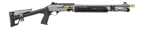 Panzer Arms PAM4CSGGTMFSS M4 Speed Pro 12 Gauge Semi-Auto 3" 5+1 18.50" Gray Ported Barrel, Gray w/Gold Titanium Accents Aluminum Receiver w/Picatinny Rail, M-LOK Handguard, Skeleton Stock, Black Poly