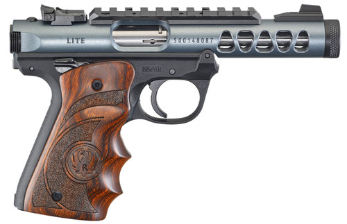 Ruger 43921 Mark IV 22/45 *MA Compliant 22 LR 10+1 4.40" Satin Stainless Steel Barrel, Diamond Gray Anodized Ventilated Aluminum w/Picatinny Rail Slide, Contoured Wood Laminate Grip