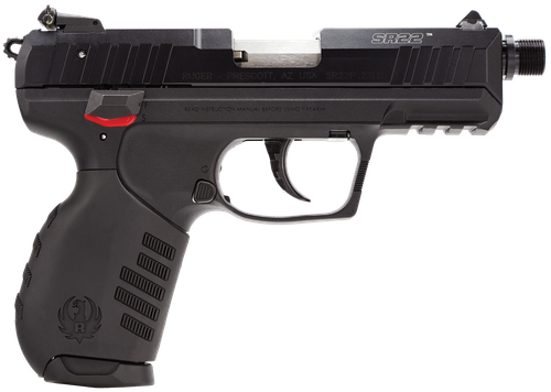 Ruger 3604 SR22  22 LR 10+1 3.50" Satin Stainless Threaded Barrel, Black Anodized Serrated Slide, Black Polymer Frame w/Picatinny Rail, Black Polymer Grip, Right Hand