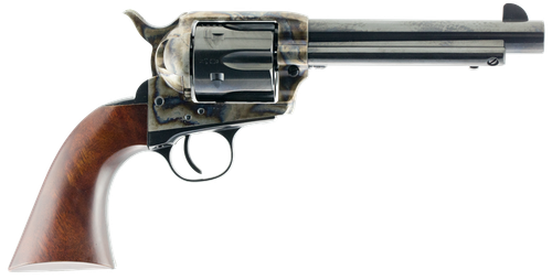 Taylors & Company 550857 1873 Gunfighter 357 Mag Caliber with 5.50" Blued Finish Barrel, 6rd Capacity Blued Finish Cylinder, Color Case Hardened Finish Steel Frame & Walnut Army Size Grip