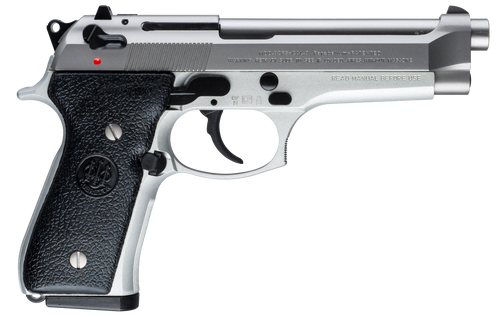 Beretta USA JS92F520M 92FS Inox Full Size 9mm Luger 15+1 4.90" Satin Stainless Barrel, Serrated Slide & Alloy Frame, Black Stippled Rubber Grips