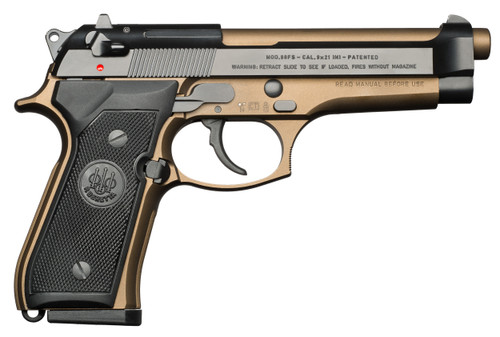 Beretta USA JS92F340M 92 Full Size 9mm Luger Single/Double 4.9" 15+1 Black Synthetic Grip Burnt Bronze Slide