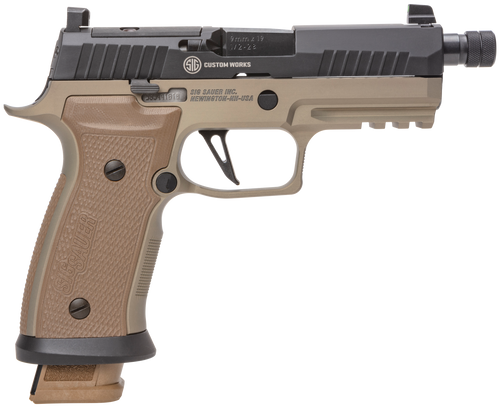 Sig Sauer 320AXGCA9CWCBTTBR2 P320 AXG Combat Limited Edition 9mm Luger 21+1 4.60" Black Nitron, Serrated/Optic Ready Slide, Coyote Hogue G10 Grips & Backstrap Grip