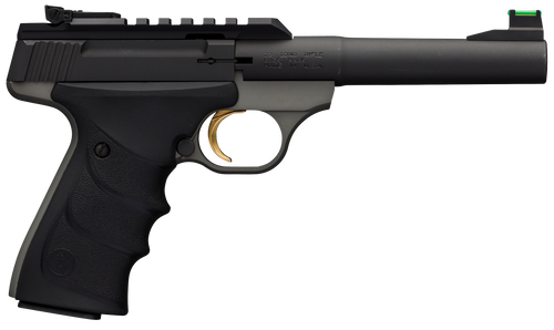 Browning 051530490 Buck Mark Plus Practical 22 LR 10+1 5.50" Tapered Bull Barrel, Matte Black Optic Ready/Serrated Steel Slide, Matte Gray Aluminum Frame, Black Ultragrip RX Grips