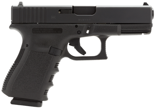 Glock PI1950203 G19 Gen3 Compact 9mm Luger 15+1 4.02" Black Steel Barrel, Matte Black Serrated Steel Slide, Black Polymer Frame w/Picatinny Rail, Black Finger Grooved Grip Right Hand