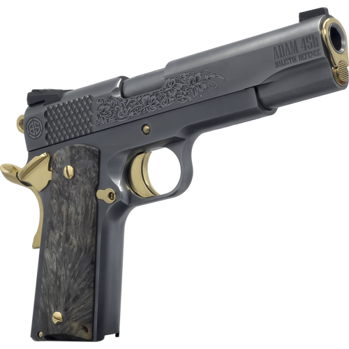 Dickinson LLC DKSN45TBP Adam 1911 Titan Full Size 45 ACP 8+1 5" Black Barrel, Steel B Serrations Slide, Steel Frame w/Beavertail