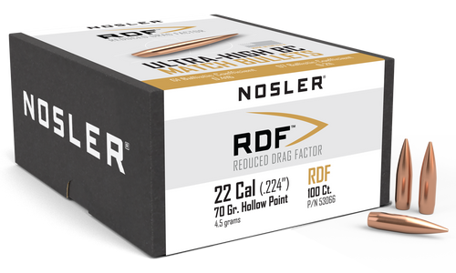 Nosler 53066 RDF Match 22Cal 70gr Hollow Point Boat Tail 100/Box