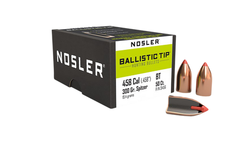 Nosler 31456 Ballistic Tip  458Cal 300gr Spitzer Point 50/Box