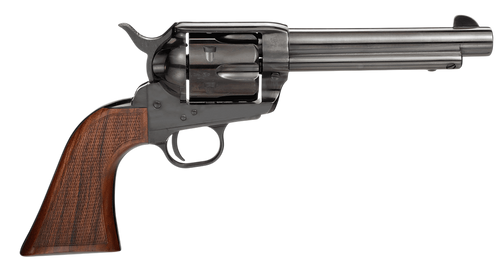 Taylors & Company 200108 1873 Pietta 9mm Luger 6 Shot 5.50" Blued Round Barrel, Blue Cylinder & Steel Frame, Walnut Checkered Army Style Grip, Manual Safety, Exposed Hammer