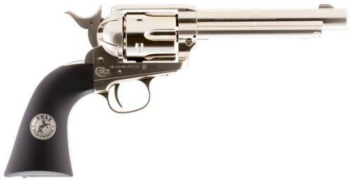 Umarex 2254051 Colt Peacemaker CO2 Pistol 177 Pellet 6rd Single Action, Nickel Frame, CO2 Housed In Black Polymer Grip