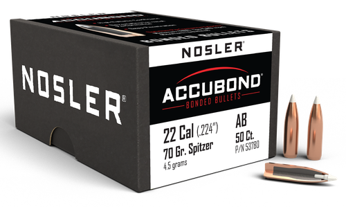 Nosler 53780 AccuBond  22Cal 70gr Spitzer Point 50/Box