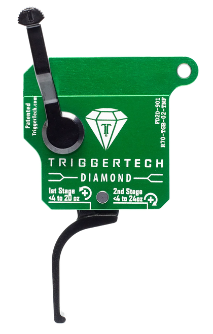 TriggerTech R70TGB02TNF Diamond  Two-Stage Flat Clean Trigger with 0.50-2.80 lbs Draw Weight & Green w/Black Parts Finish for Remington 700 Right