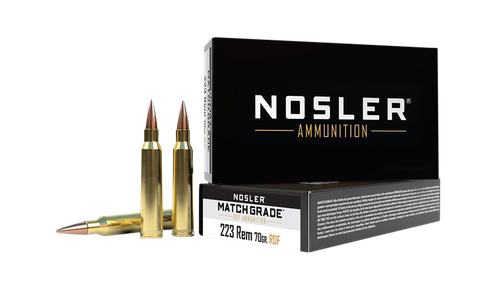 Nosler 60130 Match Grade RDF 223Rem 70gr RDF Hollow Point Boat Tail 20 Per Box/40 Case