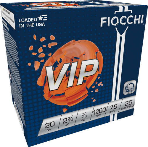 Fiocchi 20VIP75 Exacta Target VIP 20Gauge 2.75" 7/8oz 7.5Shot 25 Per Box/10 Case