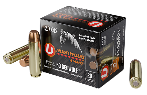 Underwood Ammo 557Underwood Ammo 557 50Beowulf 350gr Full Metal Jacket Flat Nose 20 Per Box/10 Case