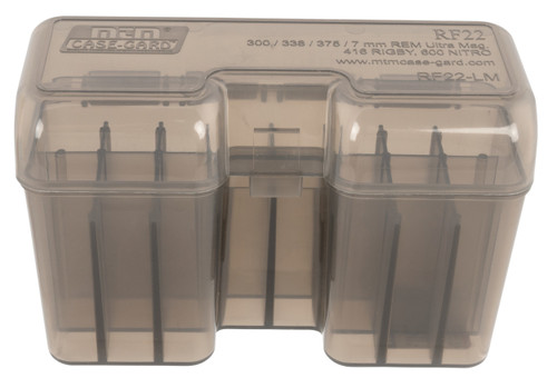 MTM Case-Gard RF22LM41 Ammo Box Flip-Top Multi Caliber Rifle Clear Smoke Polypropylene 22rd