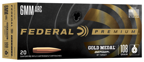 Federal GM6ARCBT1 Gold Medal  6mmARC 108gr 20 Per Box/10 Case