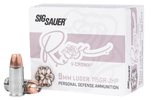 Sig Sauer E9MMA1ROSE20 Rose  9mm Luger 115gr V-Crown Jacketed Hollow Point 20 Per Box/10 Case