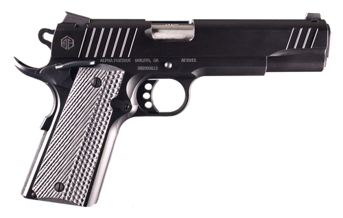 Alpha Foxtrot AA27X4ENA-XQBK08-WBS AF1911  Full Size 45 ACP 8+1 5" Stainless Bull Barrel, Black QPQ Stainless Steel Serrated Slide, Black QPQ Stainless Steel Serrated Frame w/Beavertail G10 Grip