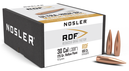 Nosler 53170 RDF Match 30Cal 175gr Hollow Point Boat Tail 100/Box