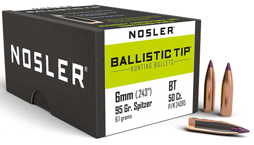 Nosler 24095 Ballistic Tip  6mm 95gr Spitzer 50/Box
